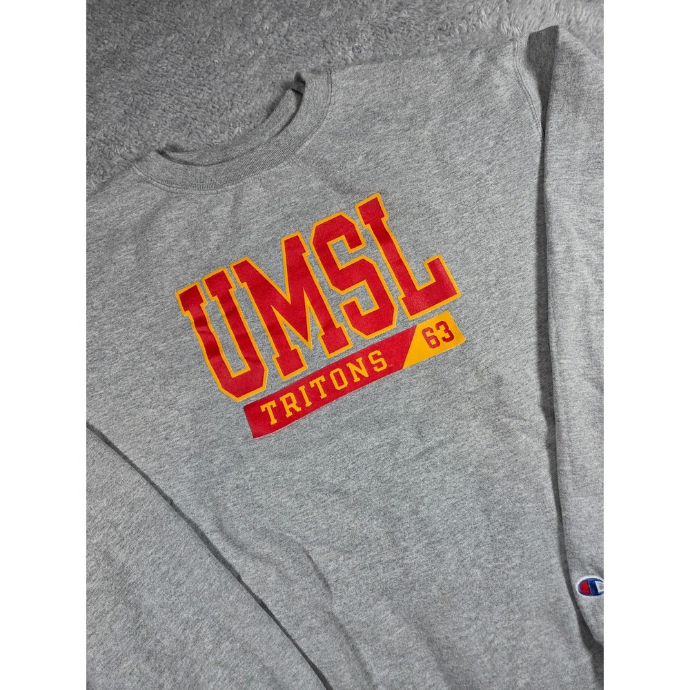 Champion Sweatshirt Large Gray Mens UMSL Tritons 63 Graphic Crewneck Authentic